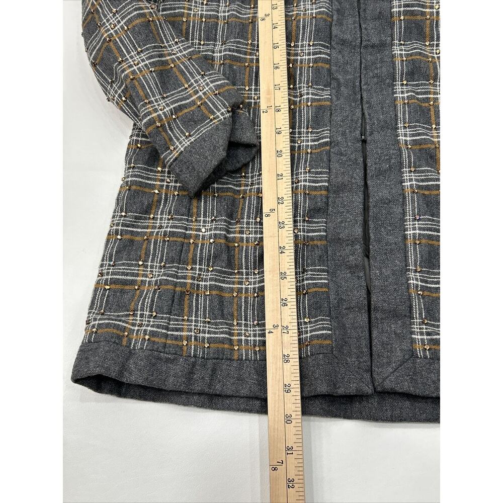 Vintage Elinor Simmons Malcolm Starr Womens Size 14 Gray Sequin Coat Lagenlook - Picture 9 of 13